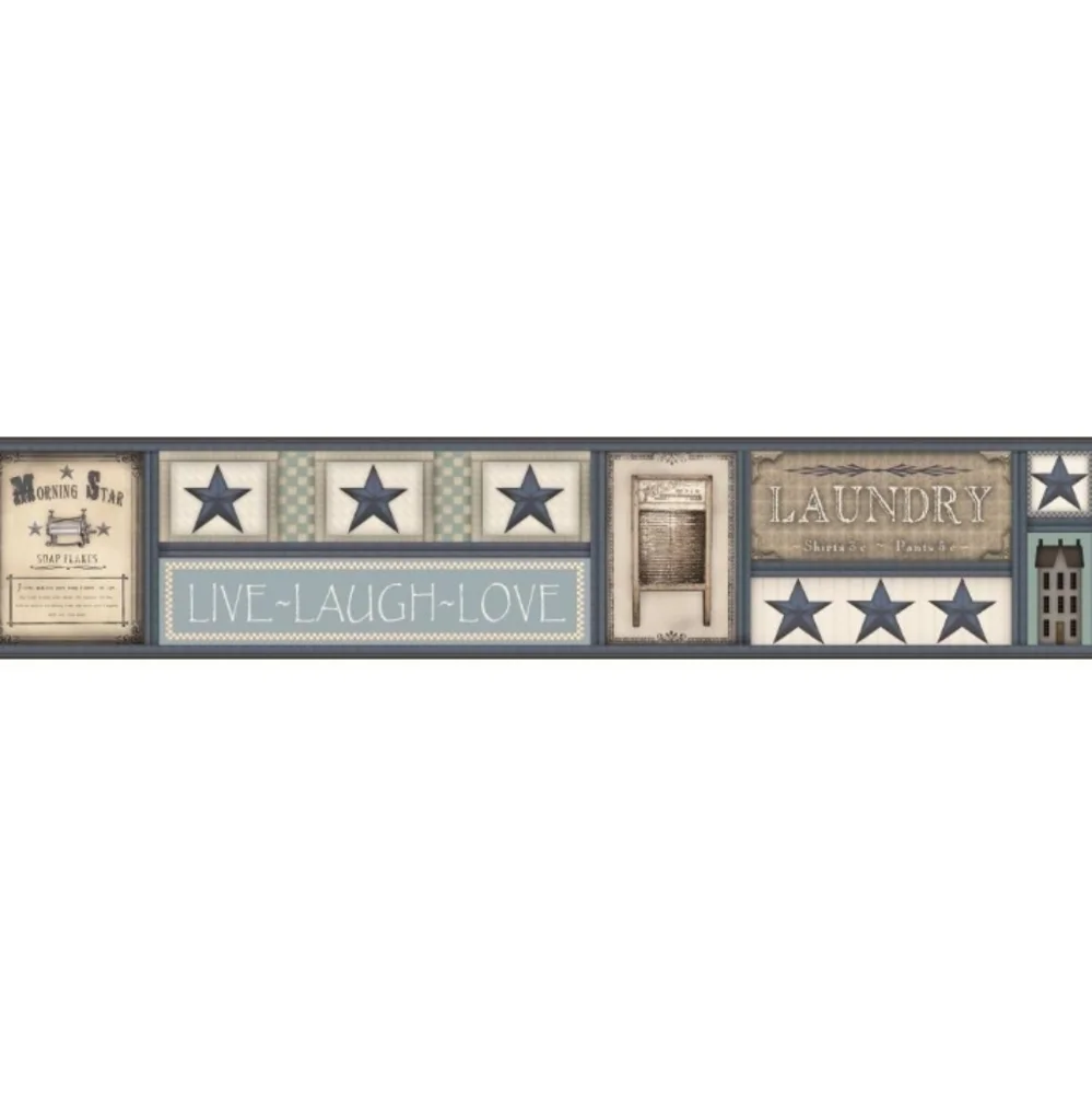 Wallpaper Border Country Laundry Star